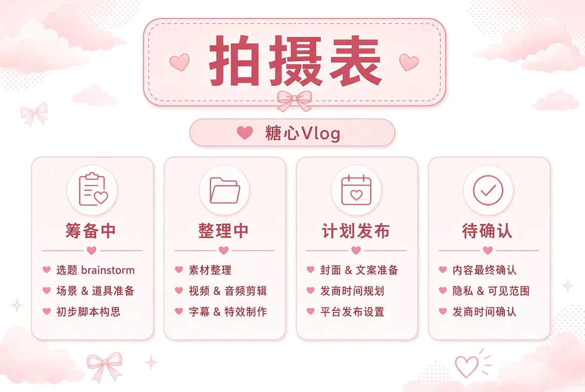 糖心Vlog内容排期状态